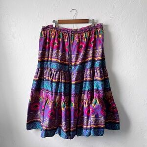 Vintage Rodeo Western Wear Funky Geometric Boho Multicolor Midi Skirt Size Large